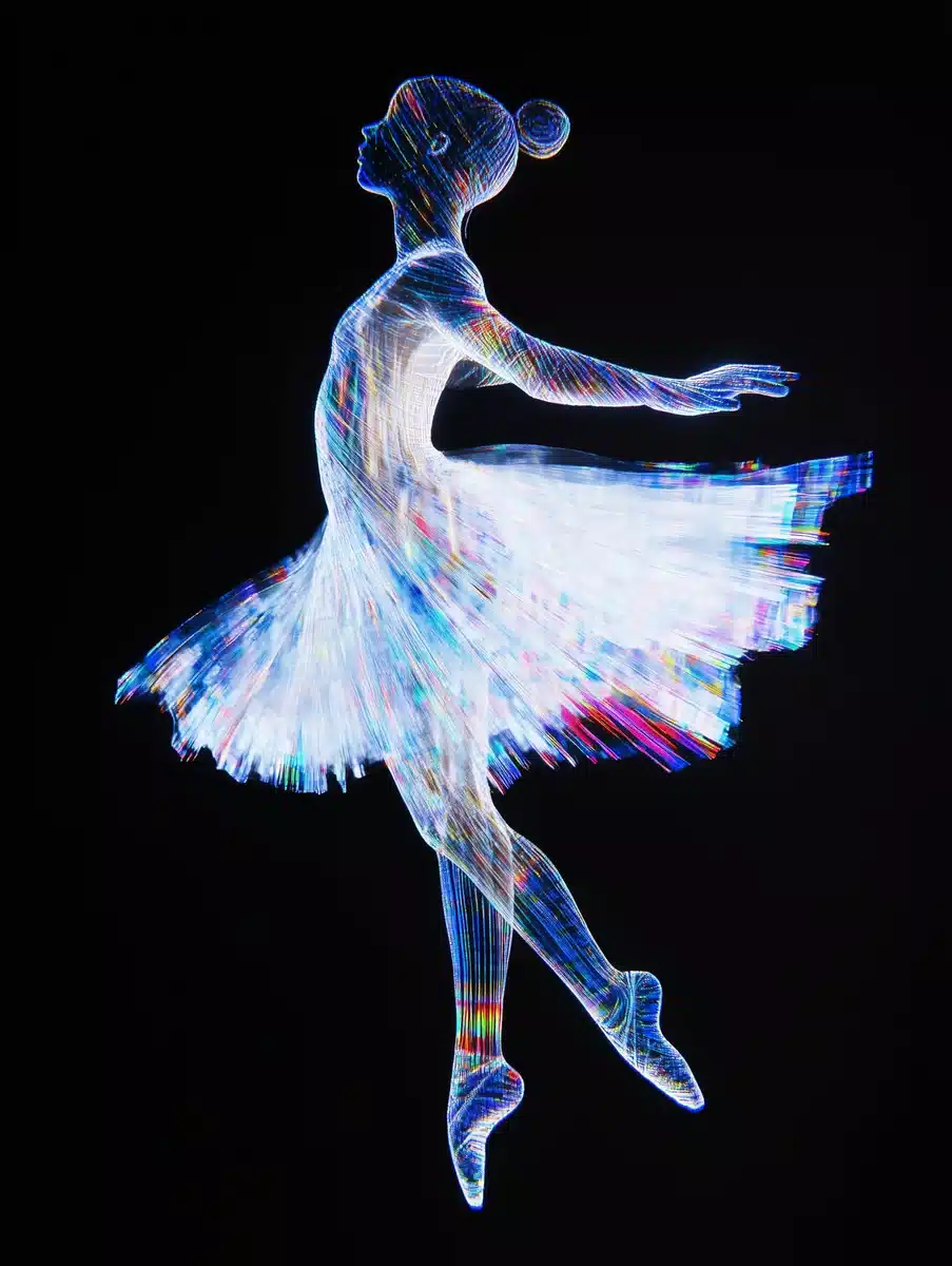 Abstract Ballerina Hologram Performance Midjourney提示词