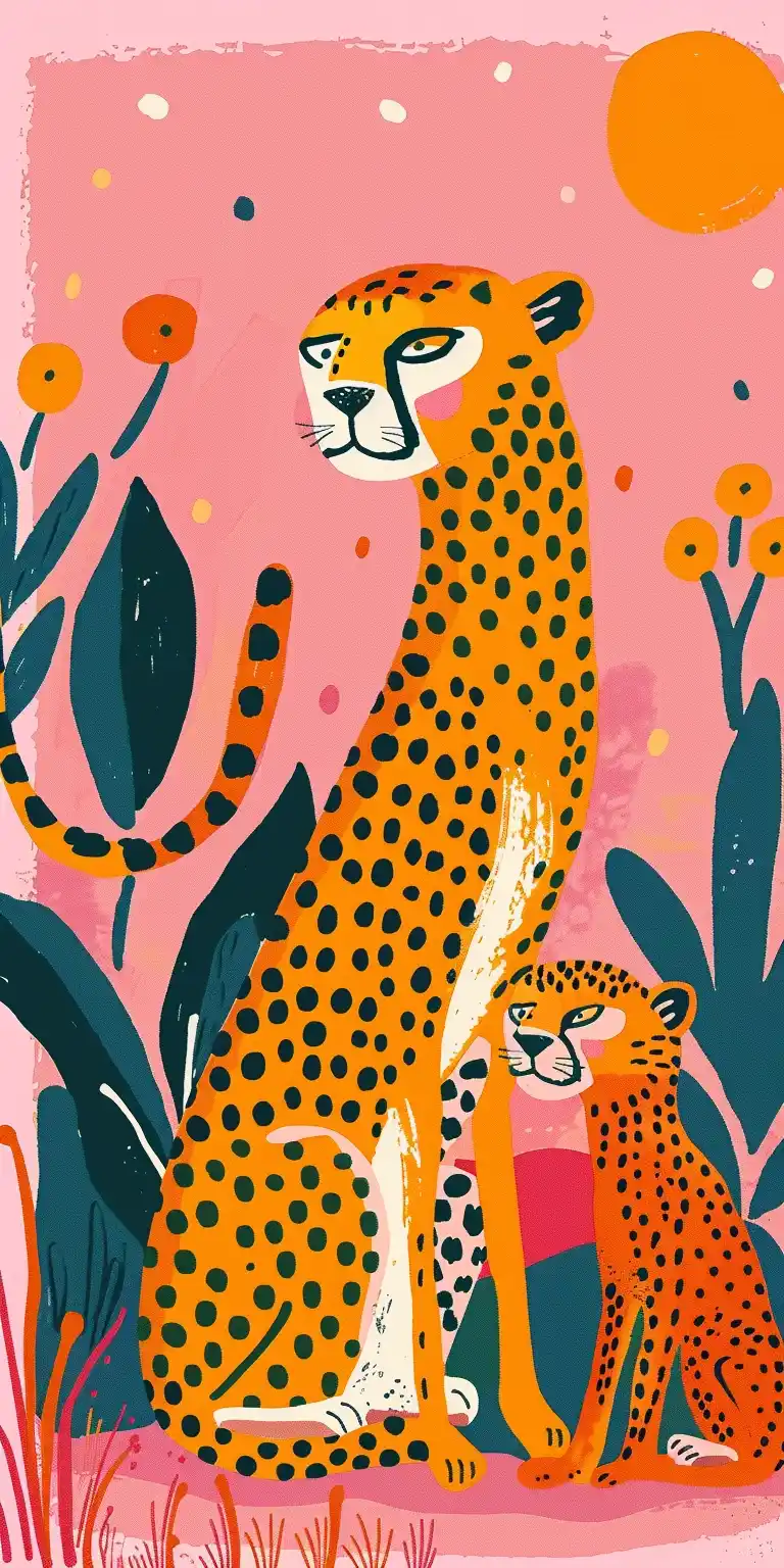 Abstract Cheetah Duo Matisse Midjourney提示词