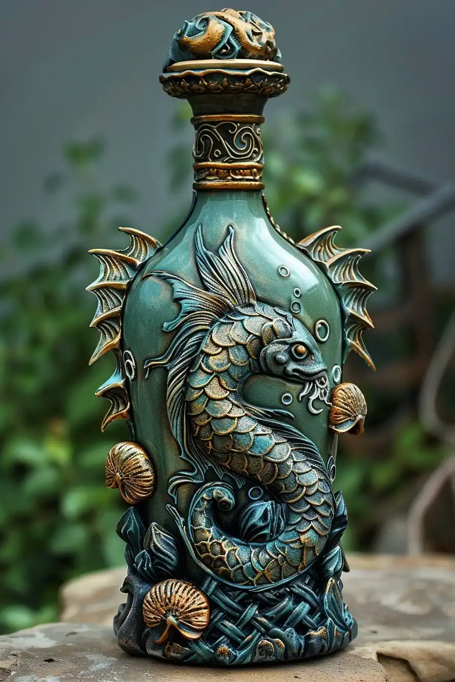 Ornate Sea Potion Bottle Midjourney提示词