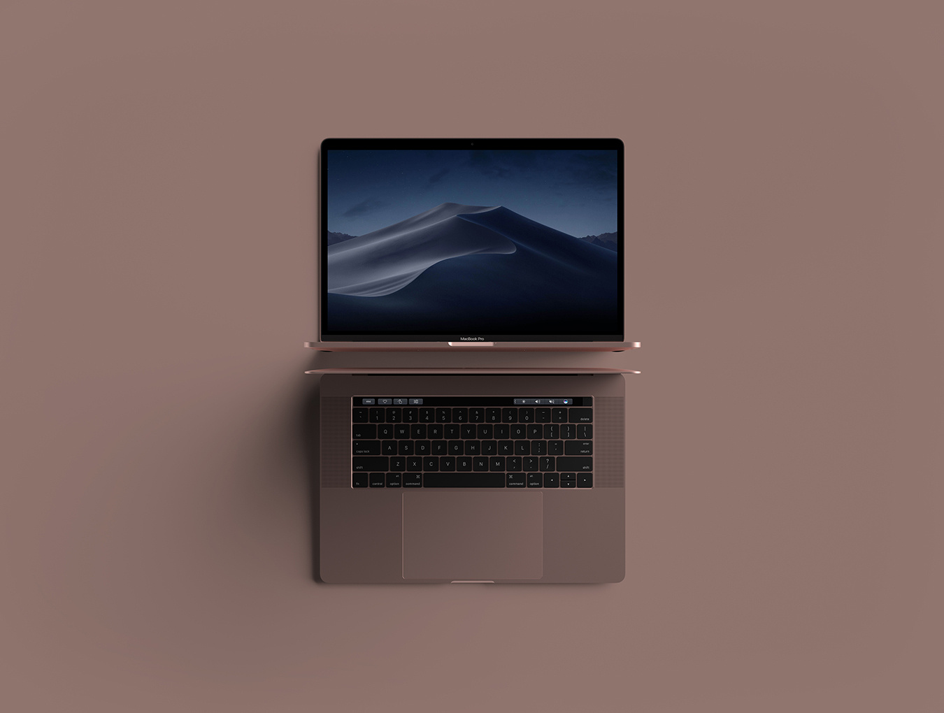 Photoshop顶视图MacBook Pro样机，现代MacBook Pro