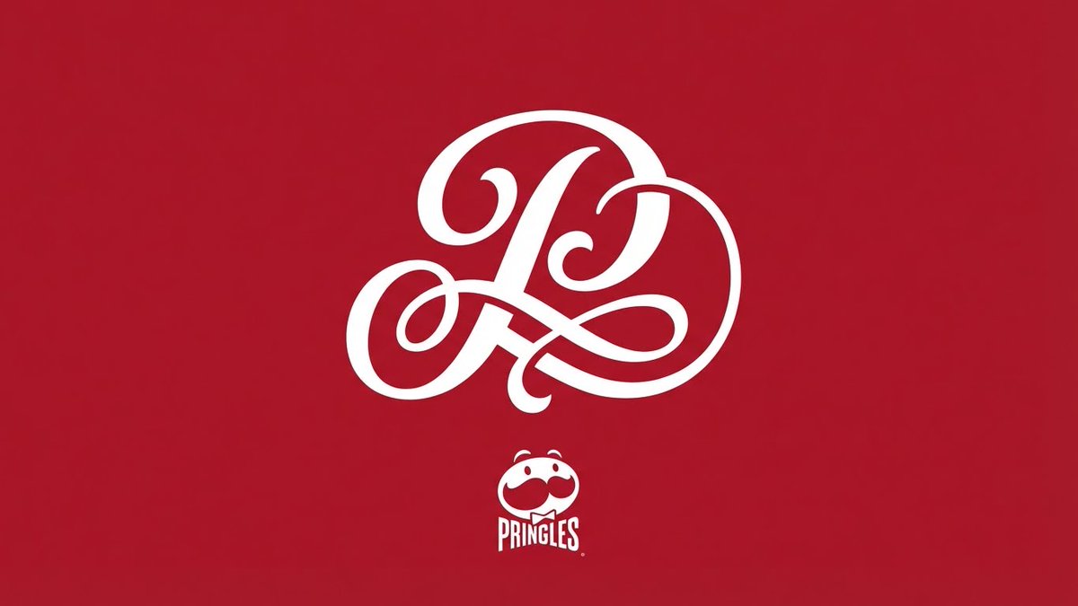 Pringles Monogram Logo - Elegant Brand Design on Red Nano Banana提示词