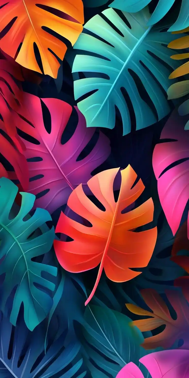 Bold Tropical Abstract Wallpaper Midjourney提示词
