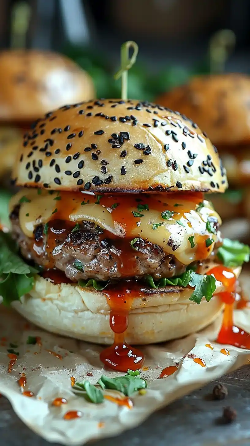 Pastel Smashed Burger Art Midjourney提示词