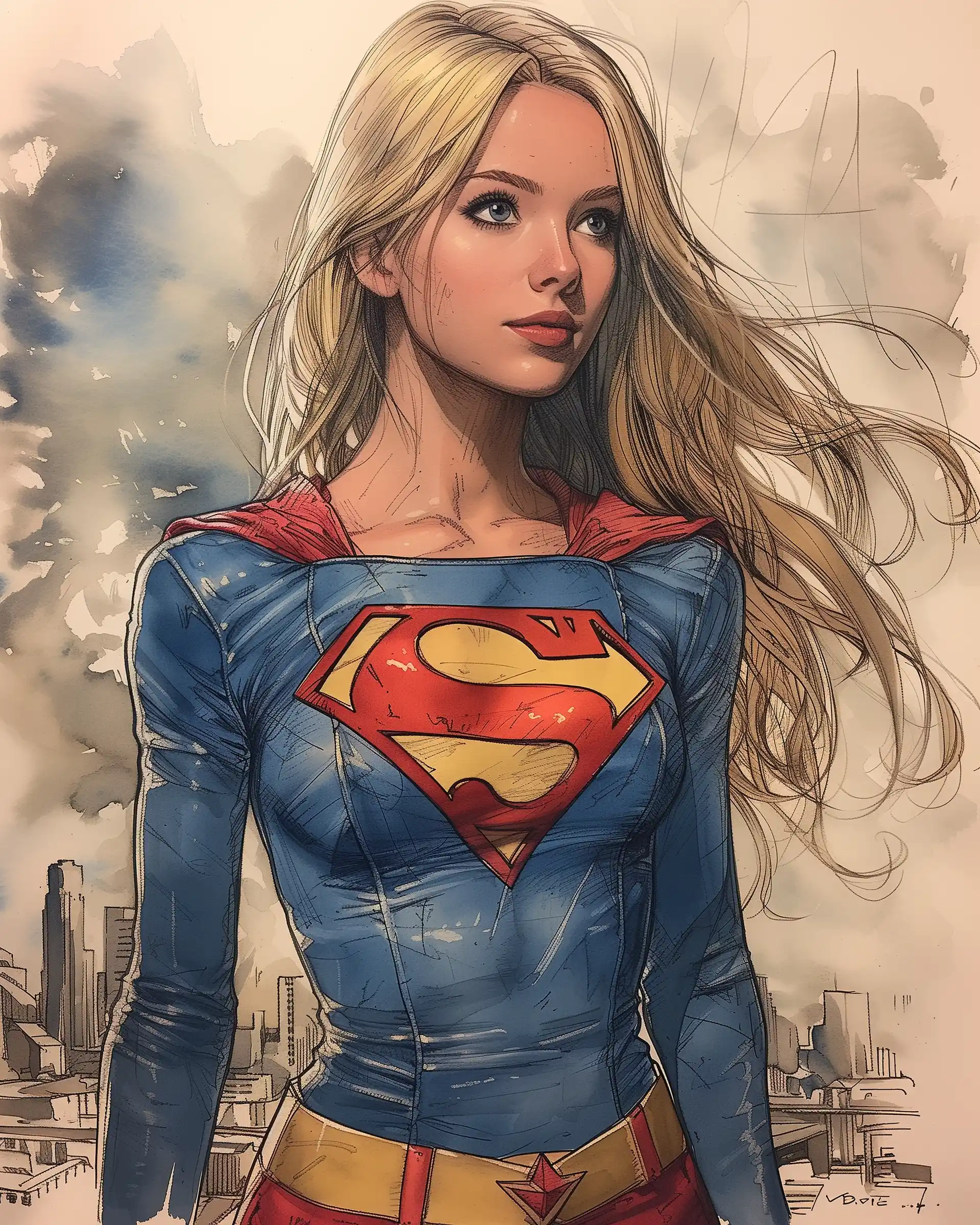 Classic Supergirl Byrne Comic Midjourney提示词