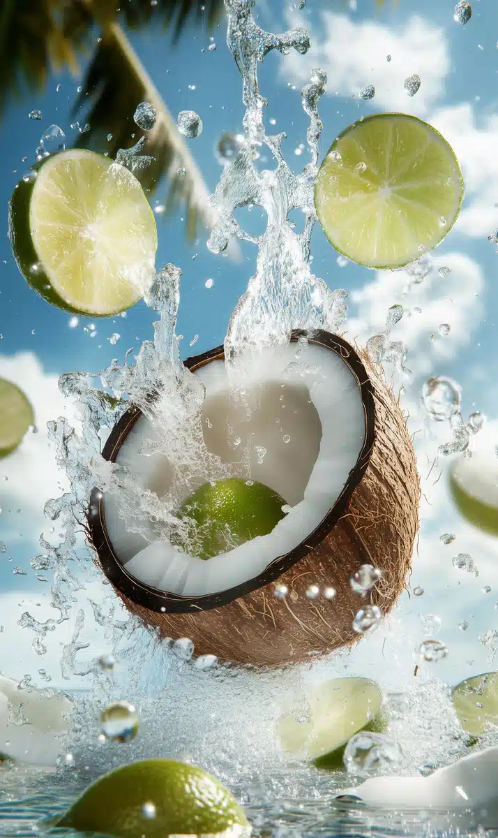 Coconut Lime Splash Photography Midjourney提示词