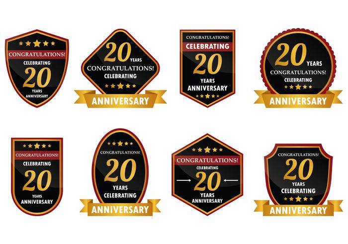 20年周年纪念徽章矢量