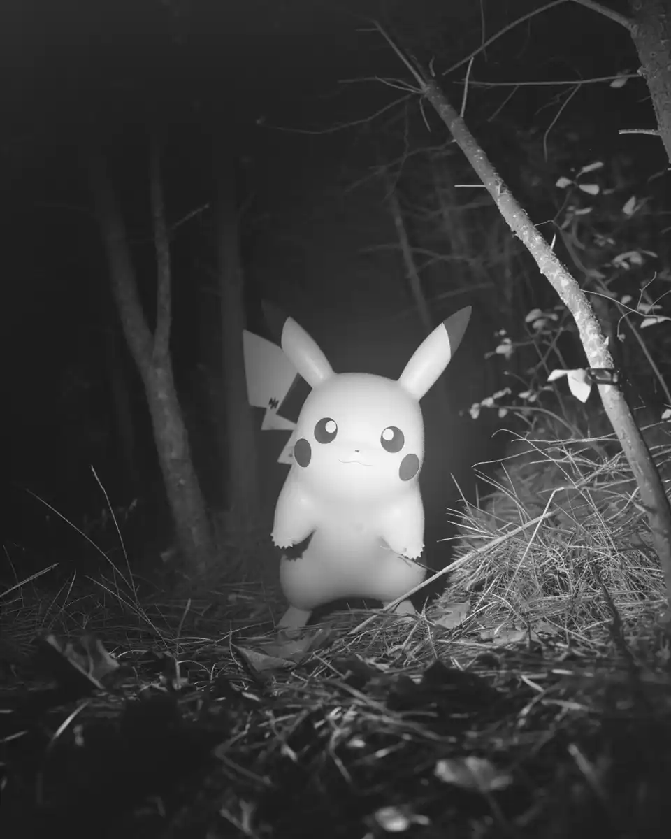 Nighttime Pikachu 90s Flash Midjourney提示词