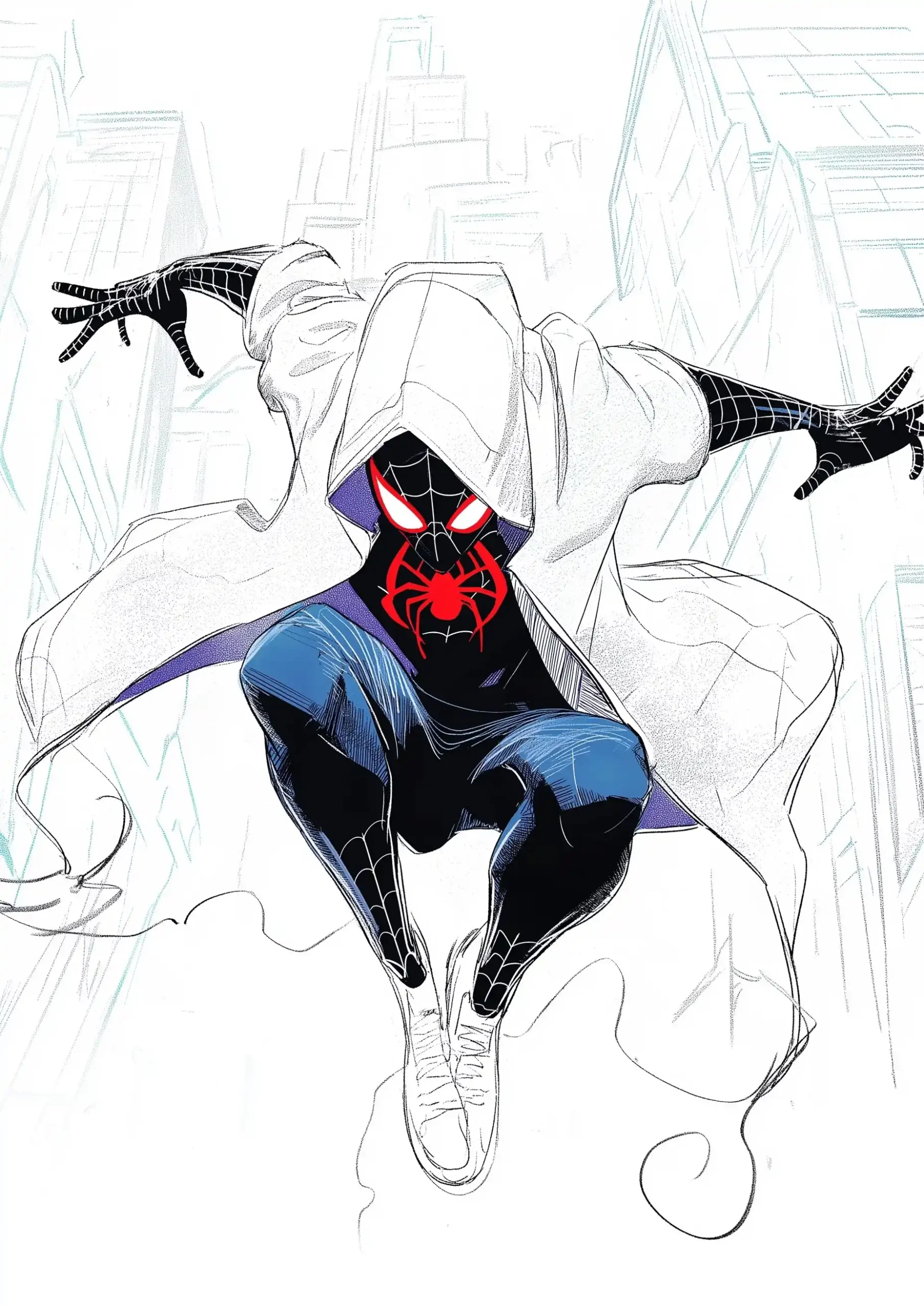 Spider-Verse Coloring Page Midjourney 提示词生成效果
