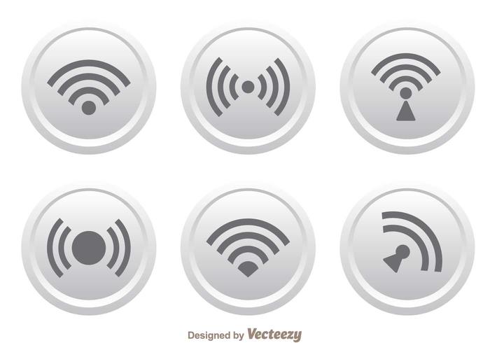 白色按钮Wifi徽标矢量