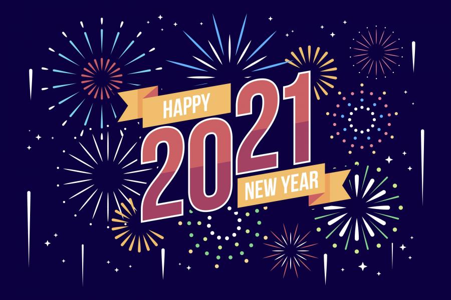 12款2021年新年快乐横幅与现实的金色数字等矢量素材打包下载