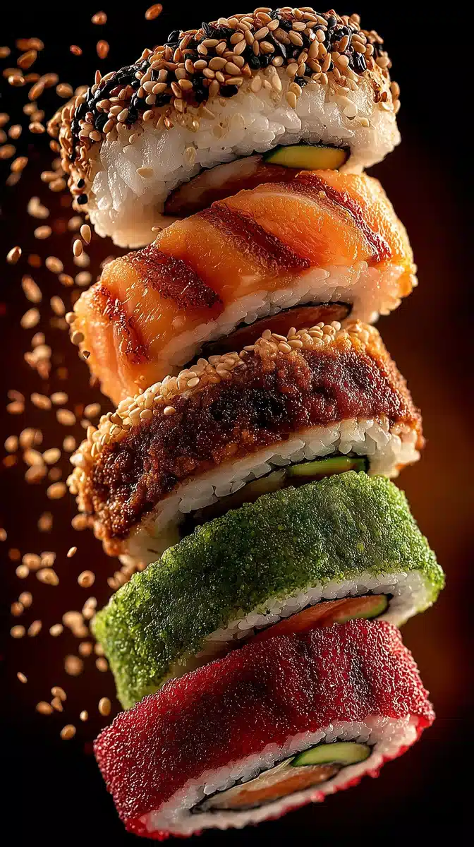 Floating Sushi Photography Midjourney提示词
