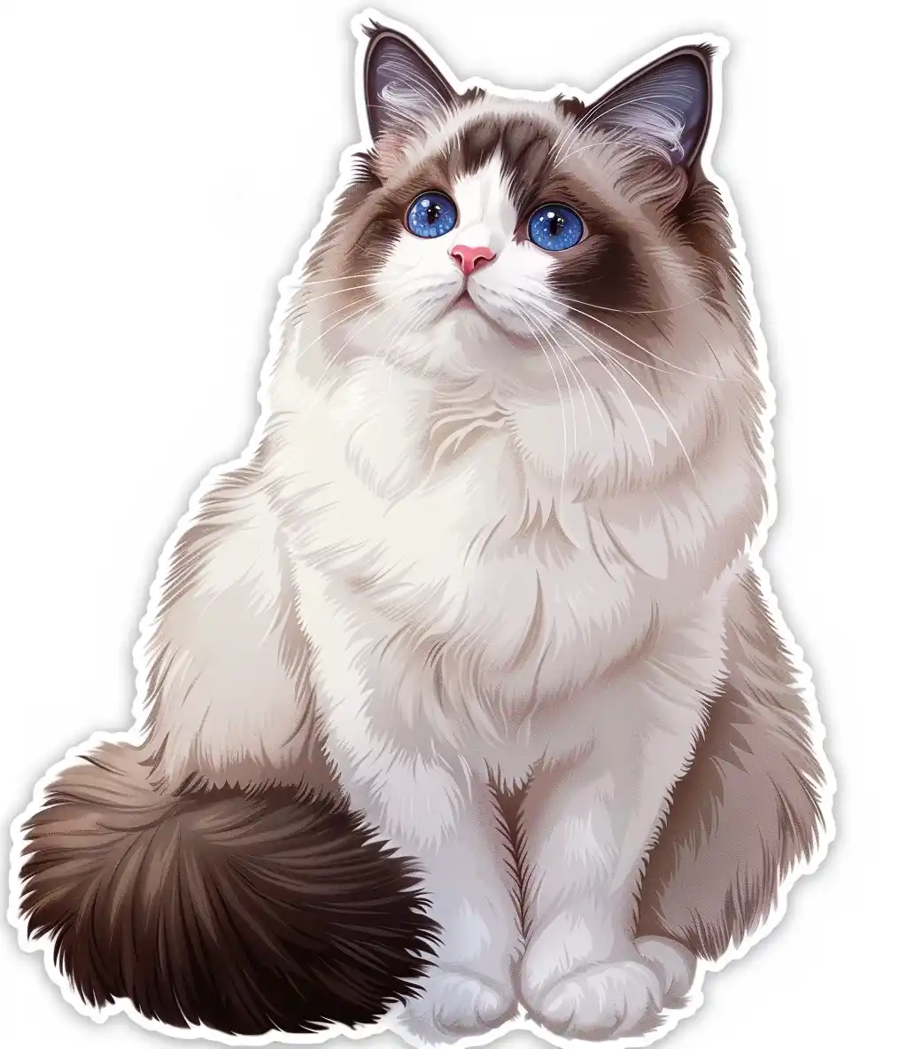 Vector Ragdoll Cat Sticker Midjourney提示词