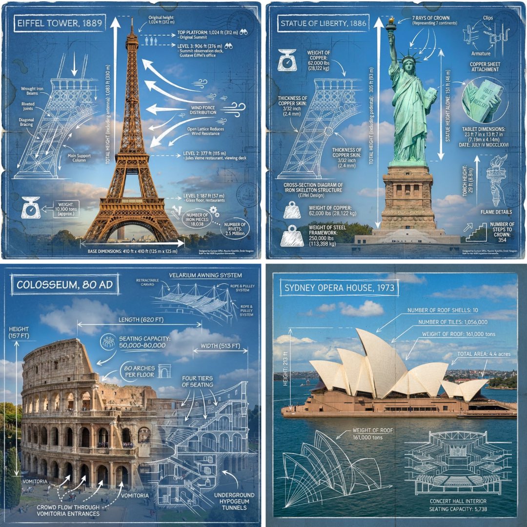 Iconic Architecture Infographic: World Landmarks & Facts Nano Banana提示词