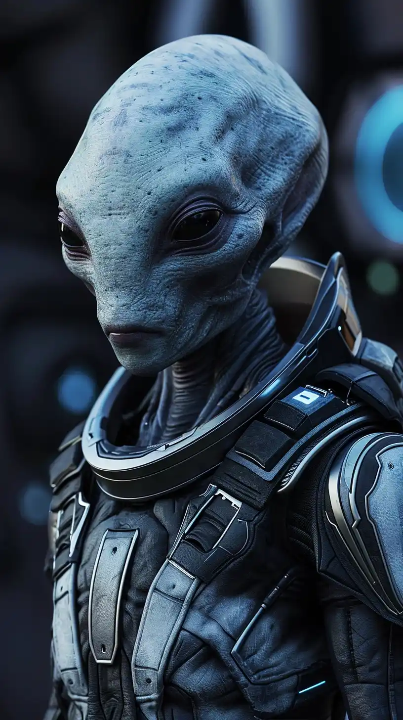 Alien in Pressurized Suit Midjourney提示词
