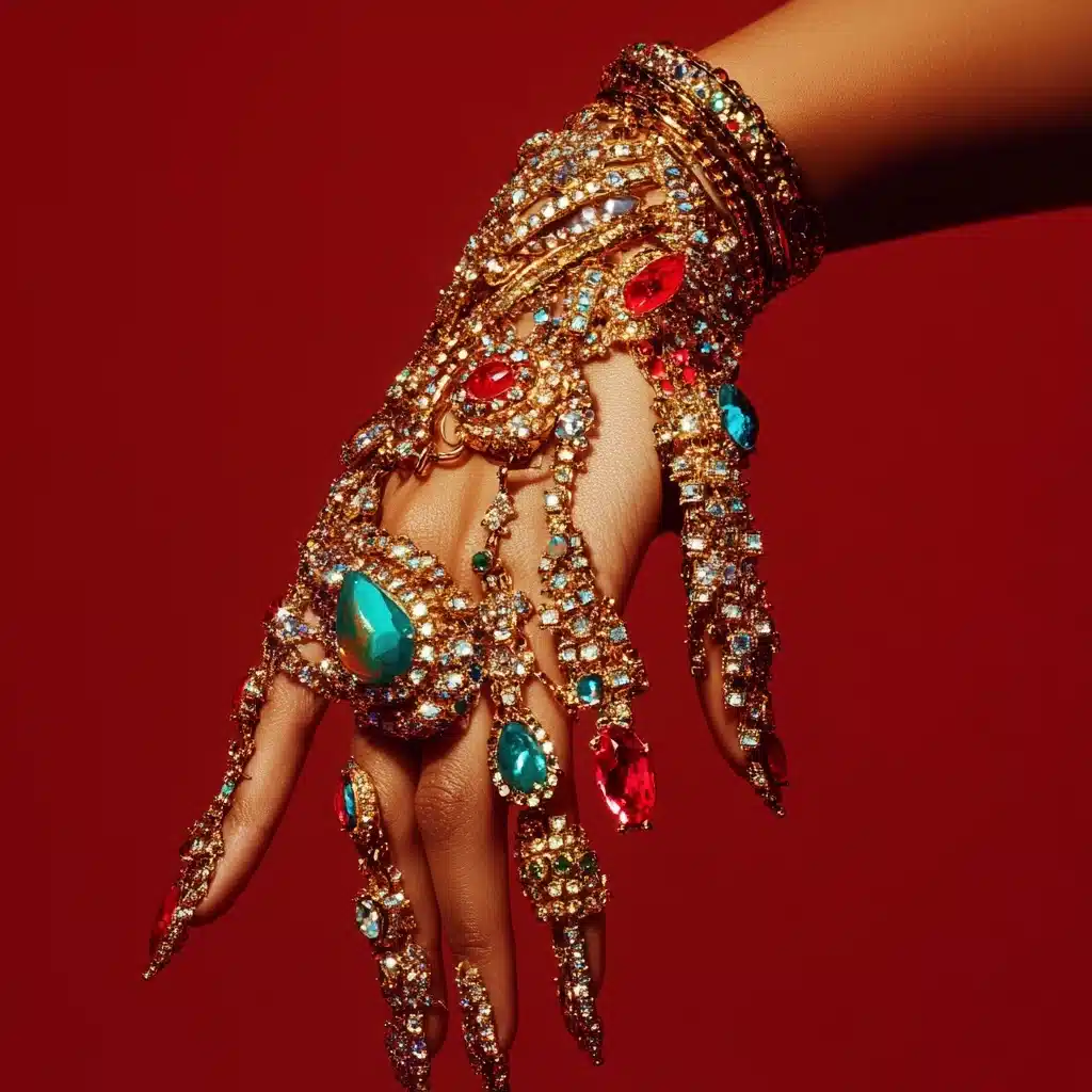 Maximalist Jewelry Handshot Midjourney提示词