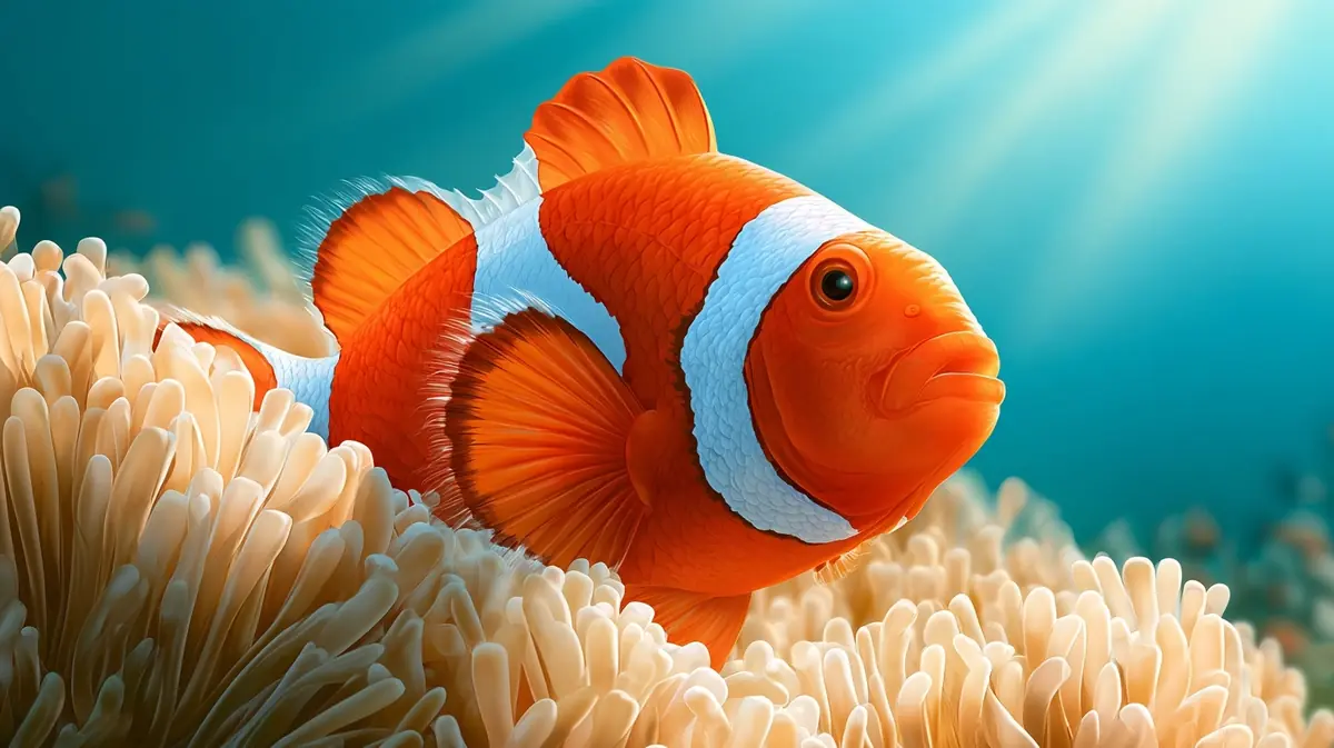 Illustrated Clownfish and Anemone Midjourney提示词