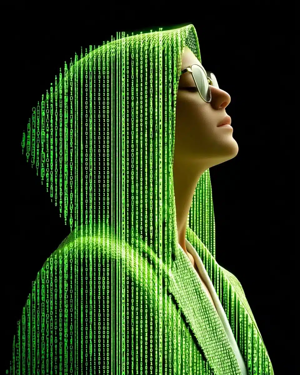 Binary Code Woman Portrait Midjourney提示词
