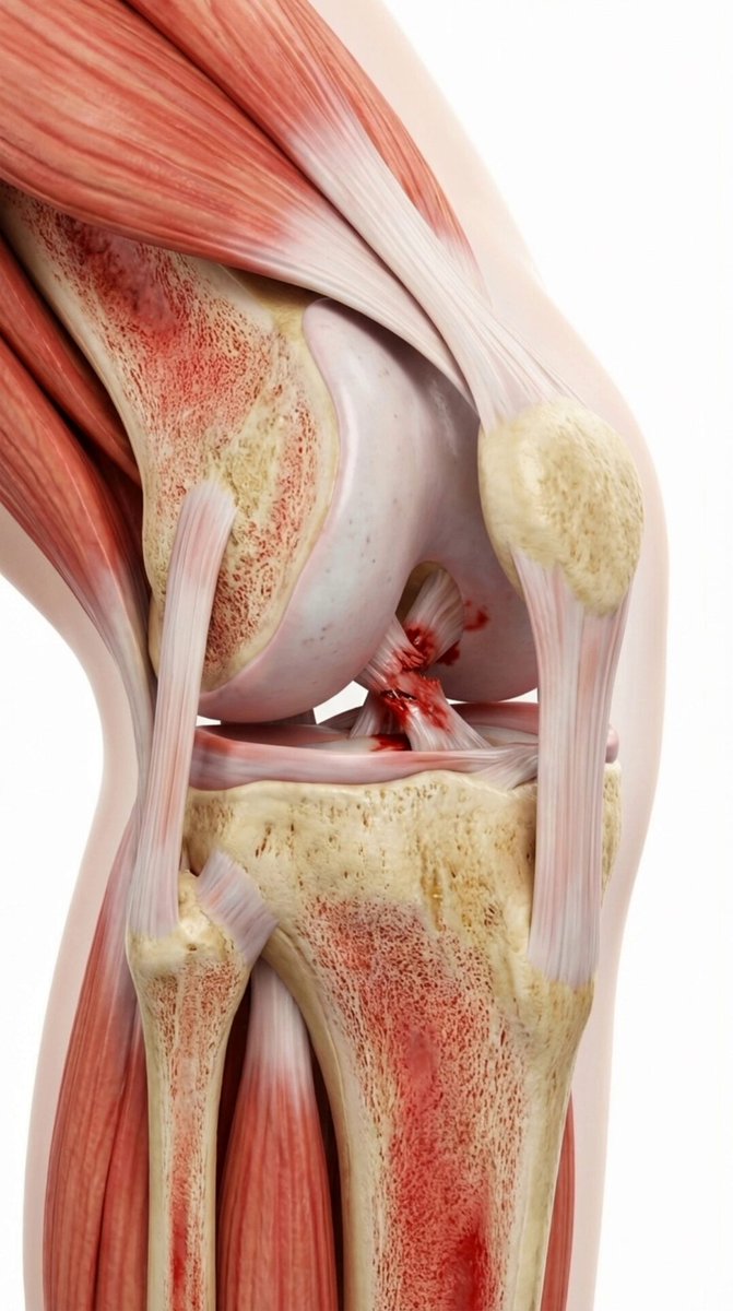 Detailed 3D Human Knee Anatomy: ACL Ligament Tear Nano Banana提示词