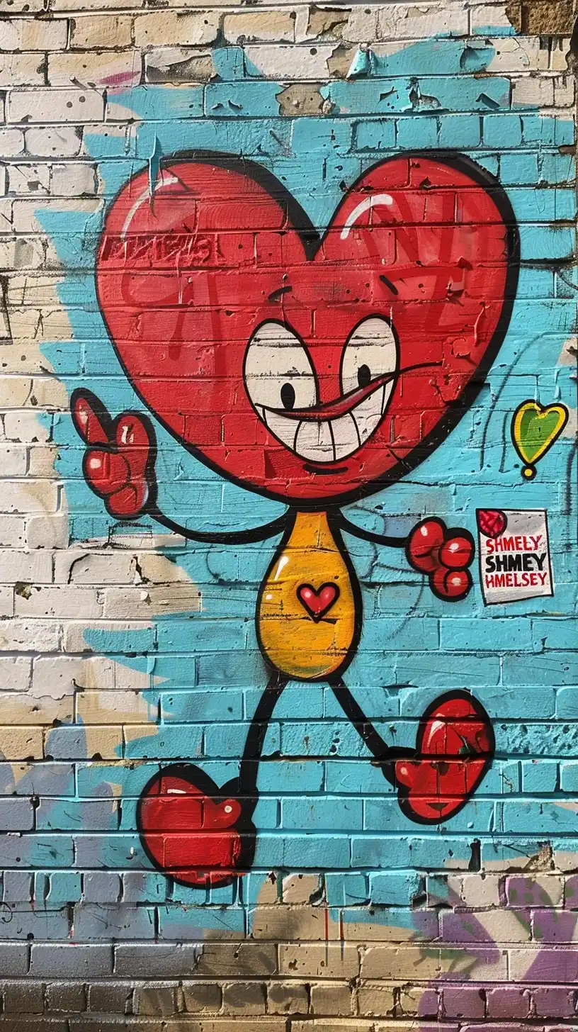 Surreal Heart Street Art Midjourney提示词