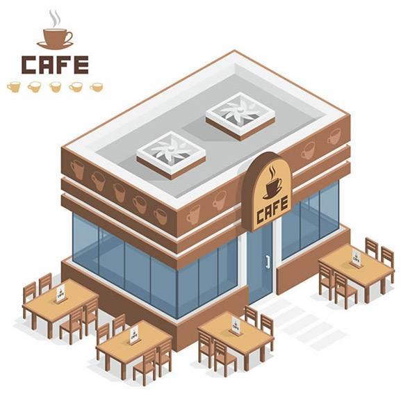 卡通咖啡店矢量图
