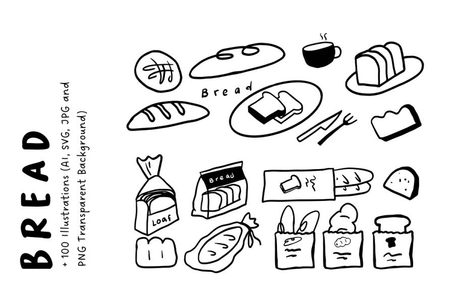+100 Bread & Bakery Illustration
