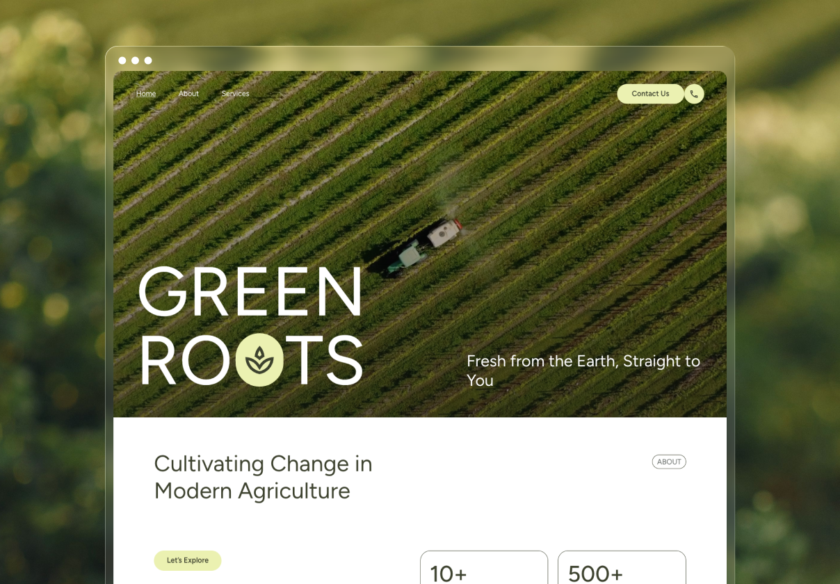 农业企业Framer模板（Greenroots），Greenroots - Framer Template for Agriculture