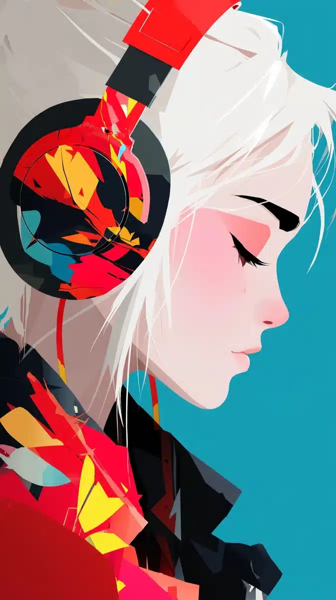 Pop Music Girl Headset Midjourney提示词