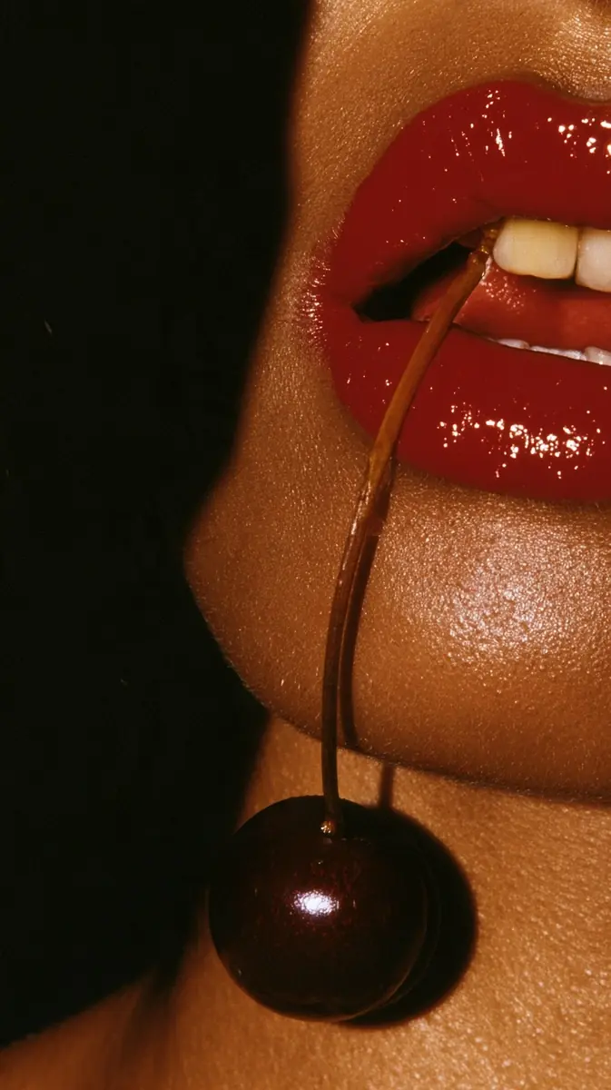 Red Lips With Cherry Midjourney提示词