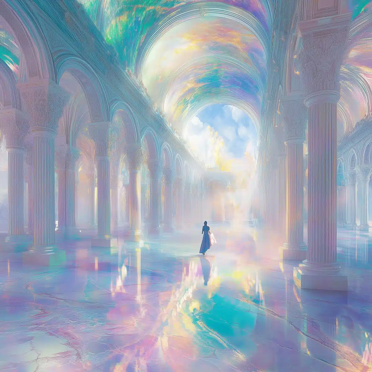 Iridescent Ballroom Dance Scene Midjourney提示词