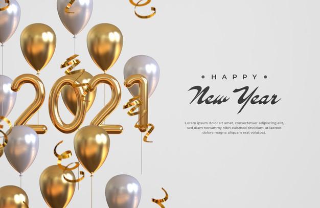  2021年新年快乐数字红丝带艺术字体矢量素材打包下载
