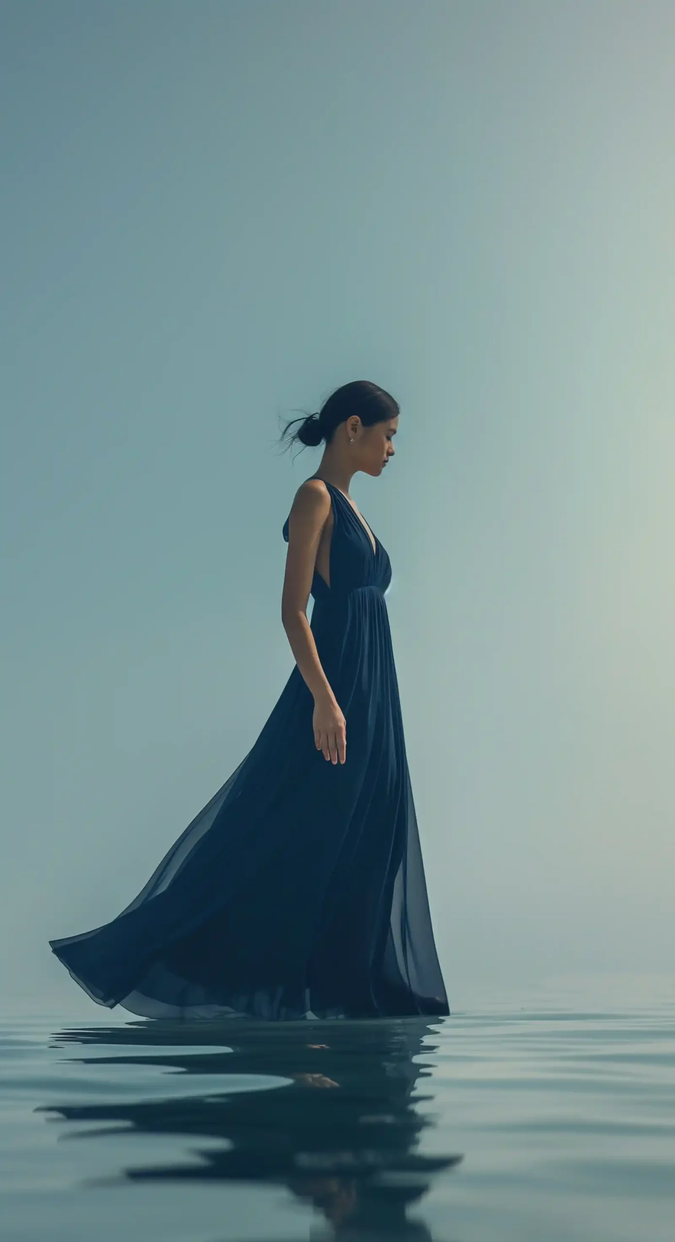 Navy Woman on Water Midjourney提示词