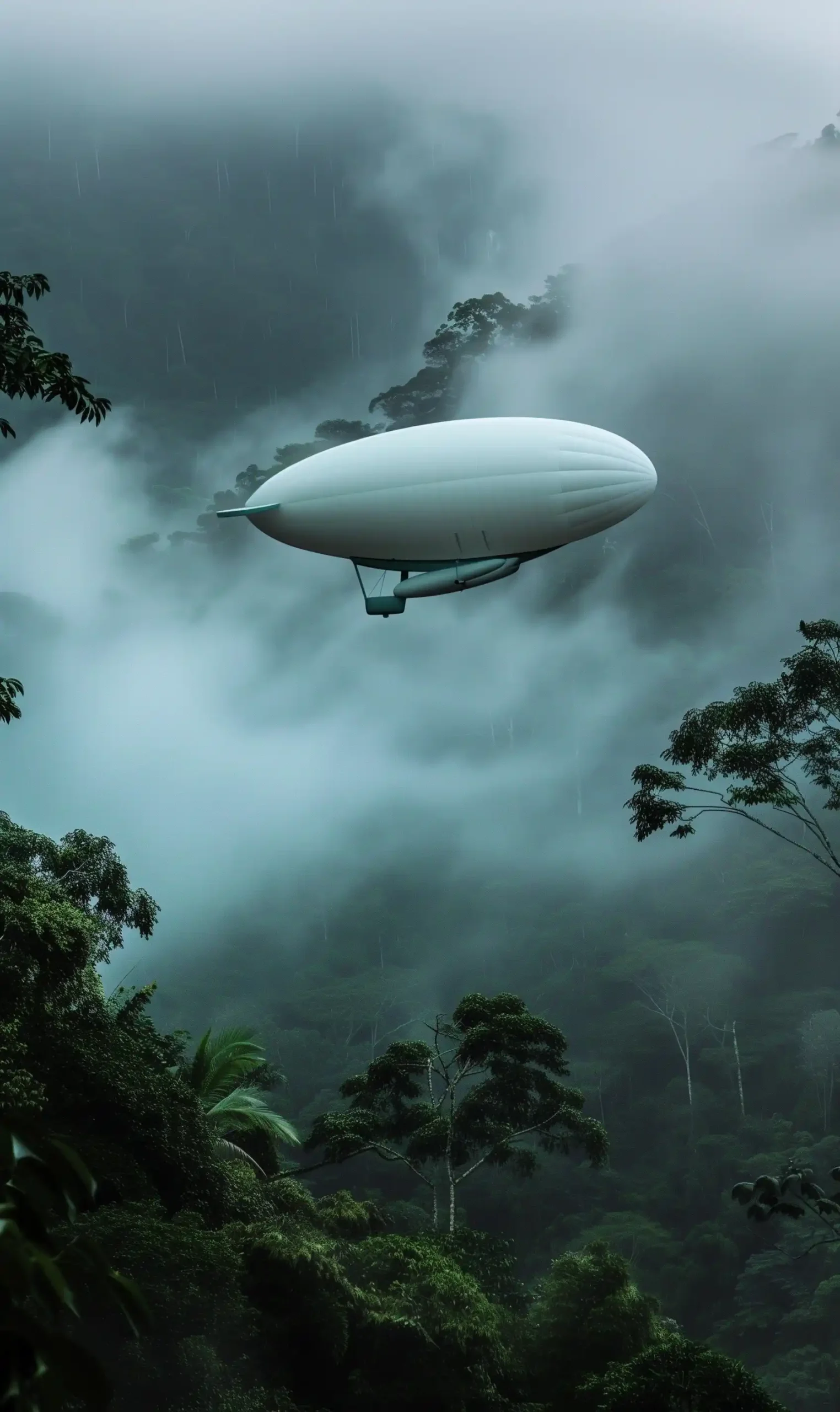 Minimalistic Blimp in Rainforest Midjourney提示词