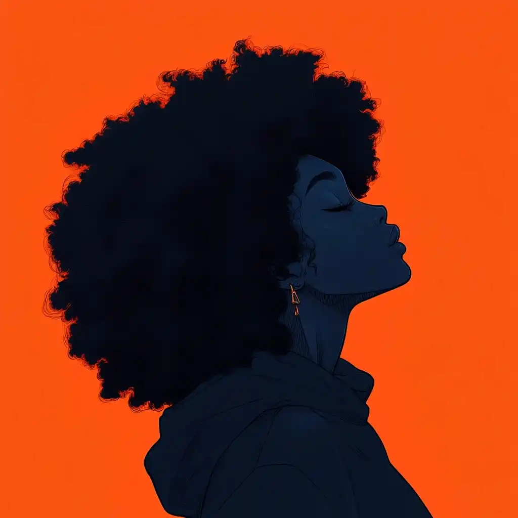 Afro Girl in Curvilinear Art Midjourney提示词