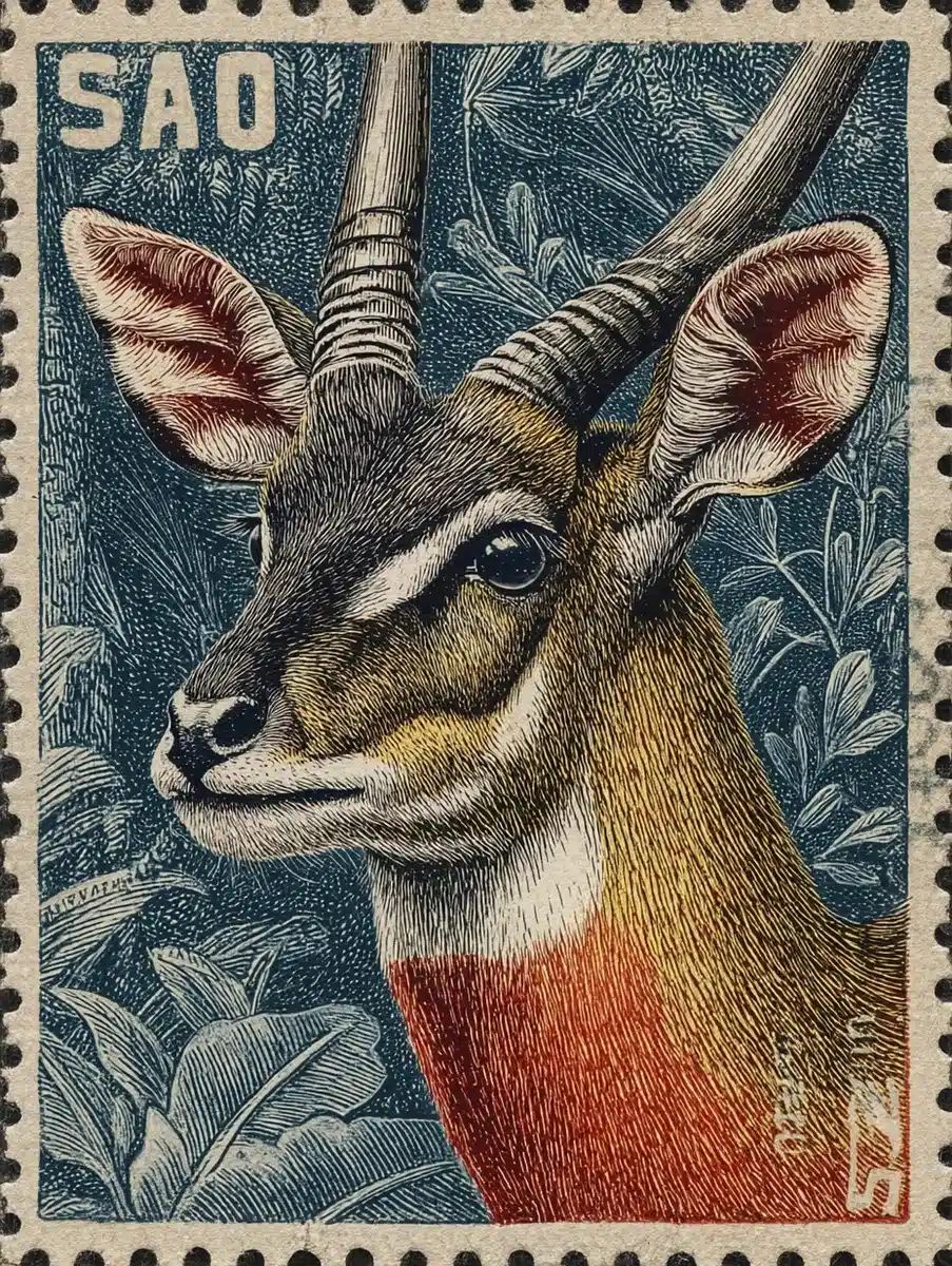 Antelope Postage Stamp Design Midjourney提示词