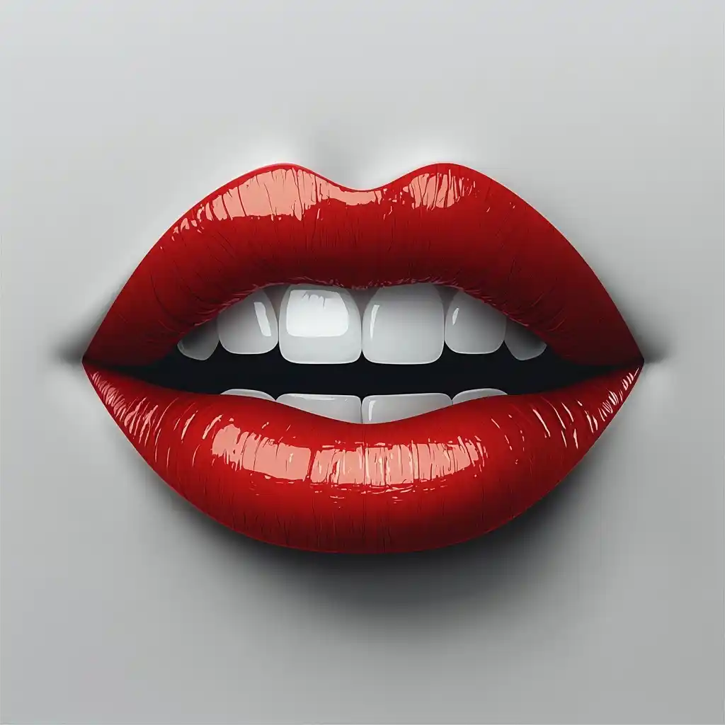 Realistic Red Lips Illustration Midjourney提示词