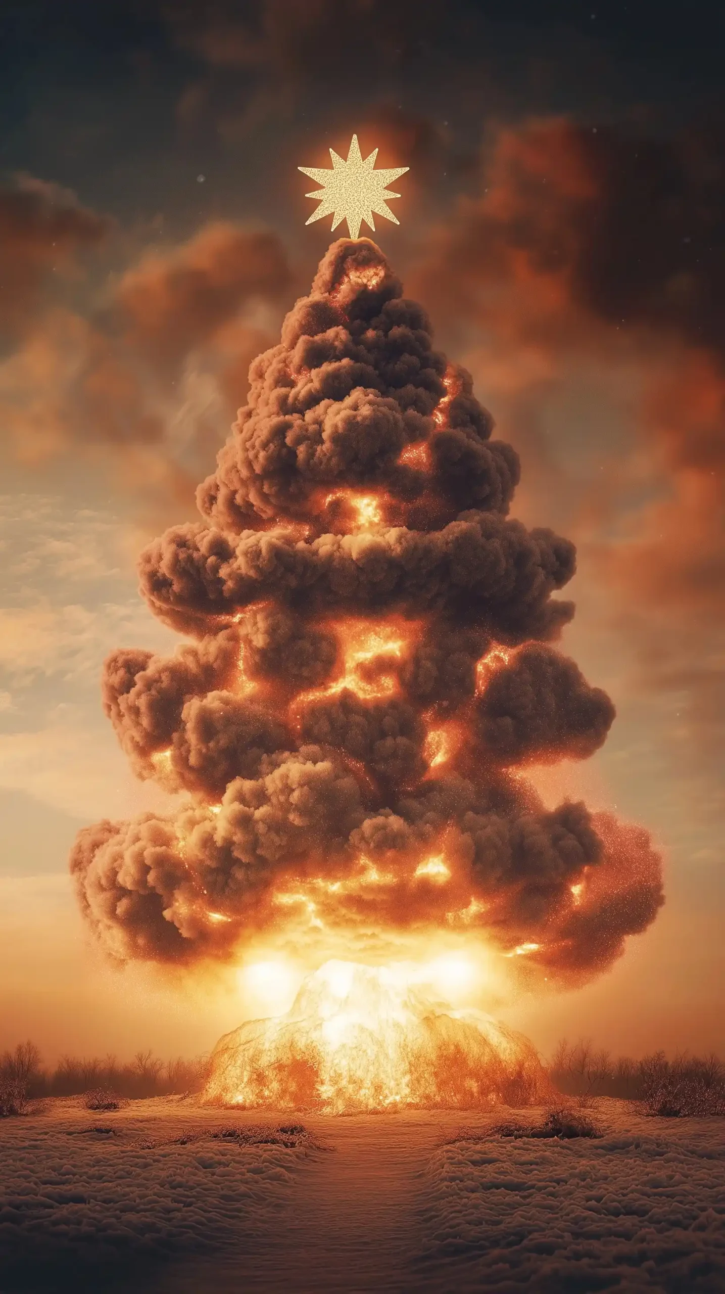 Nuclear Cloud Christmas Tree Midjourney提示词