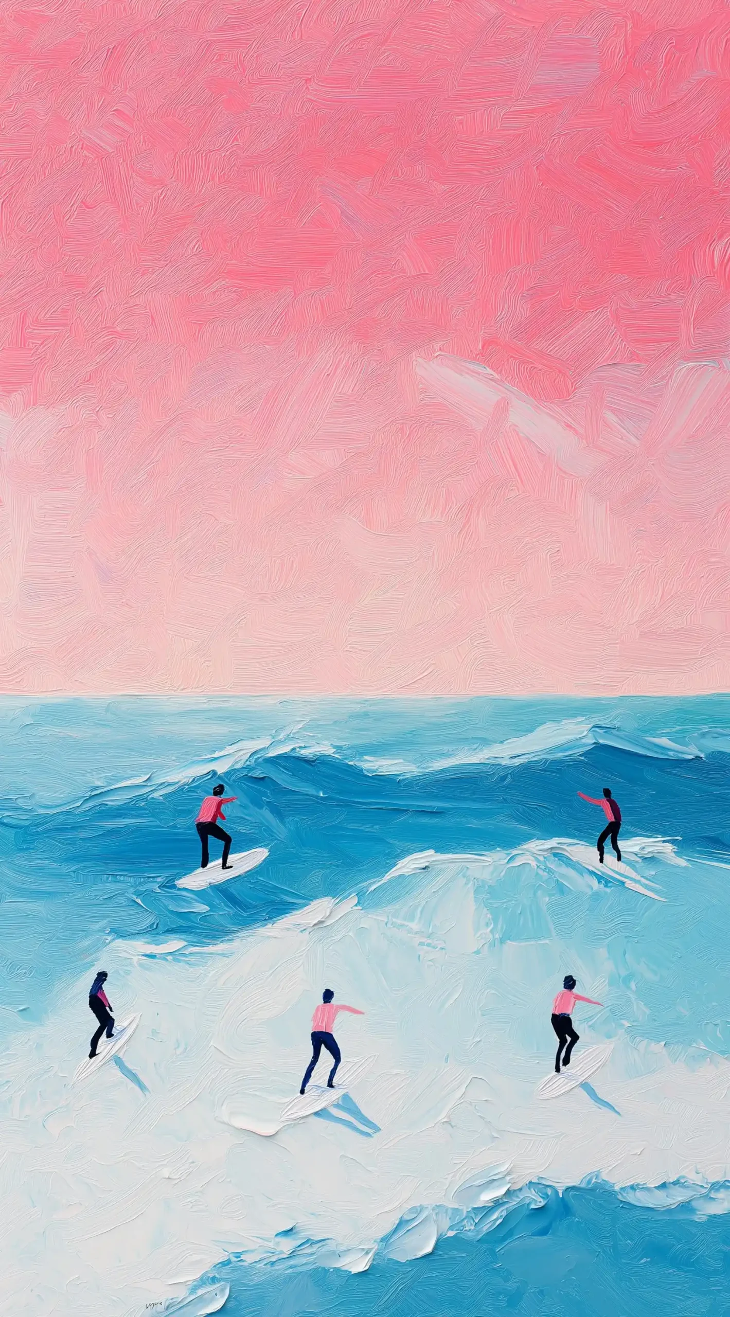 Surreal Surfers in Waves Midjourney提示词