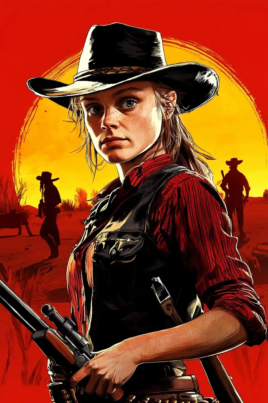 Cowgirl Portrait in Detail Midjourney提示词