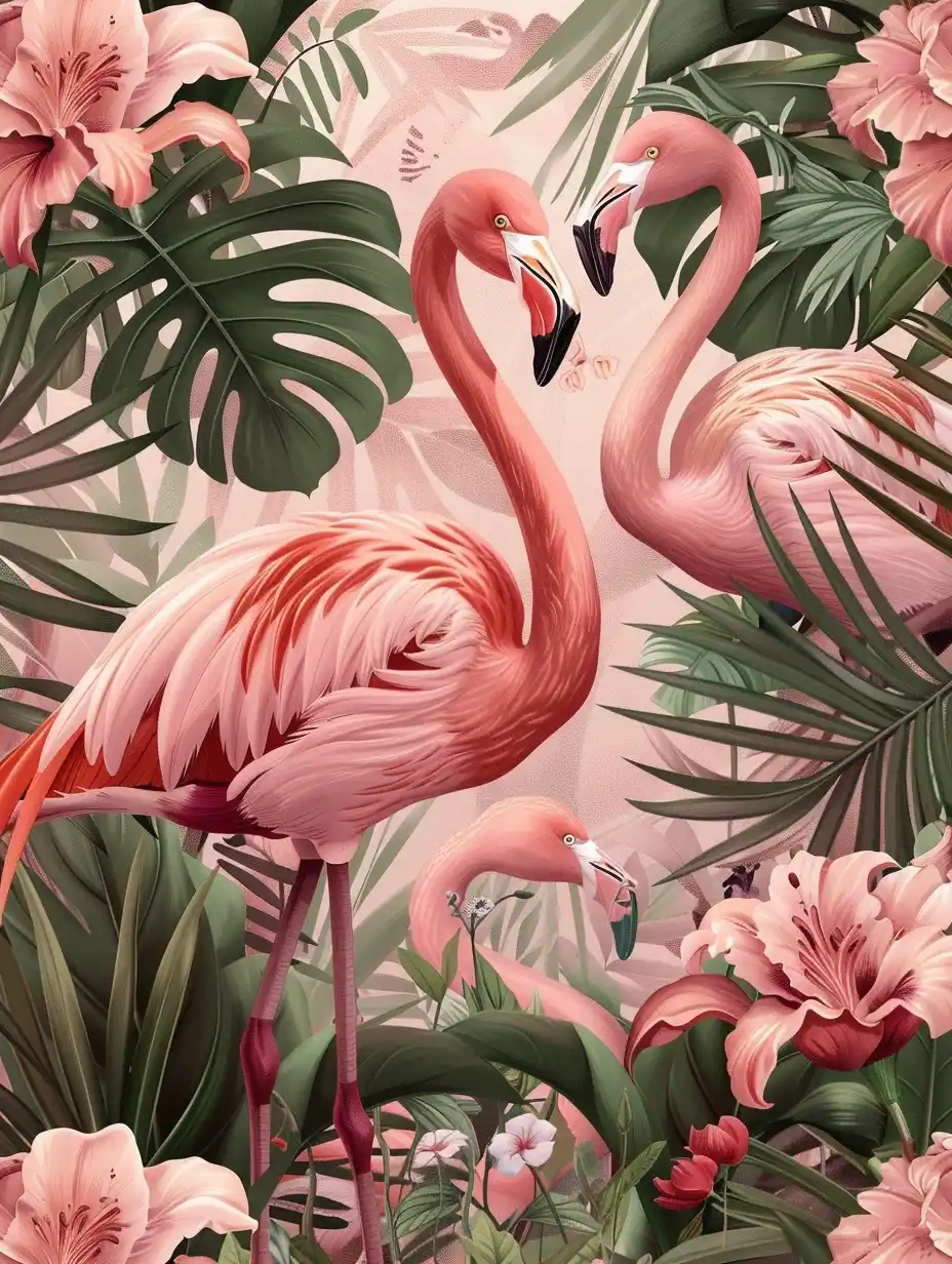 Flamingo Fashion Poster Midjourney提示词
