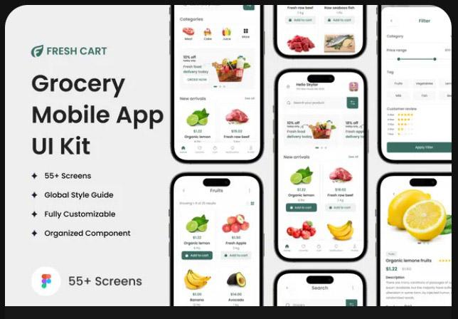 Fresh Cart-Grocery Mobile App UI Kit