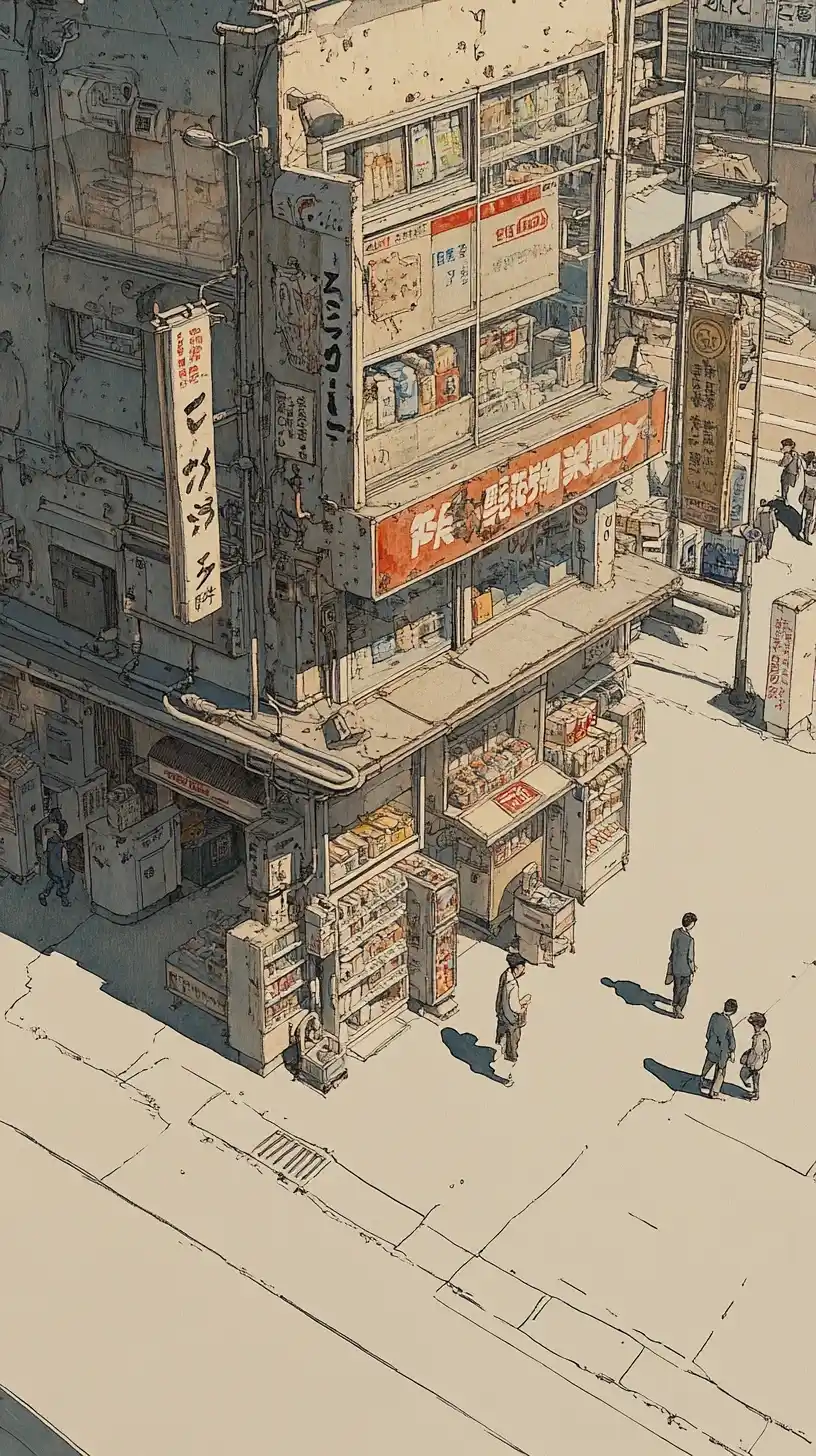 Minimalist Watercolor Architecture Midjourney提示词