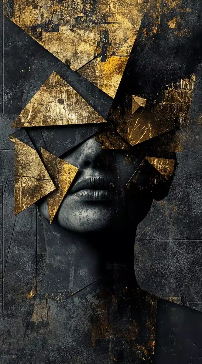 Abstract Golden Metal Head Midjourney提示词