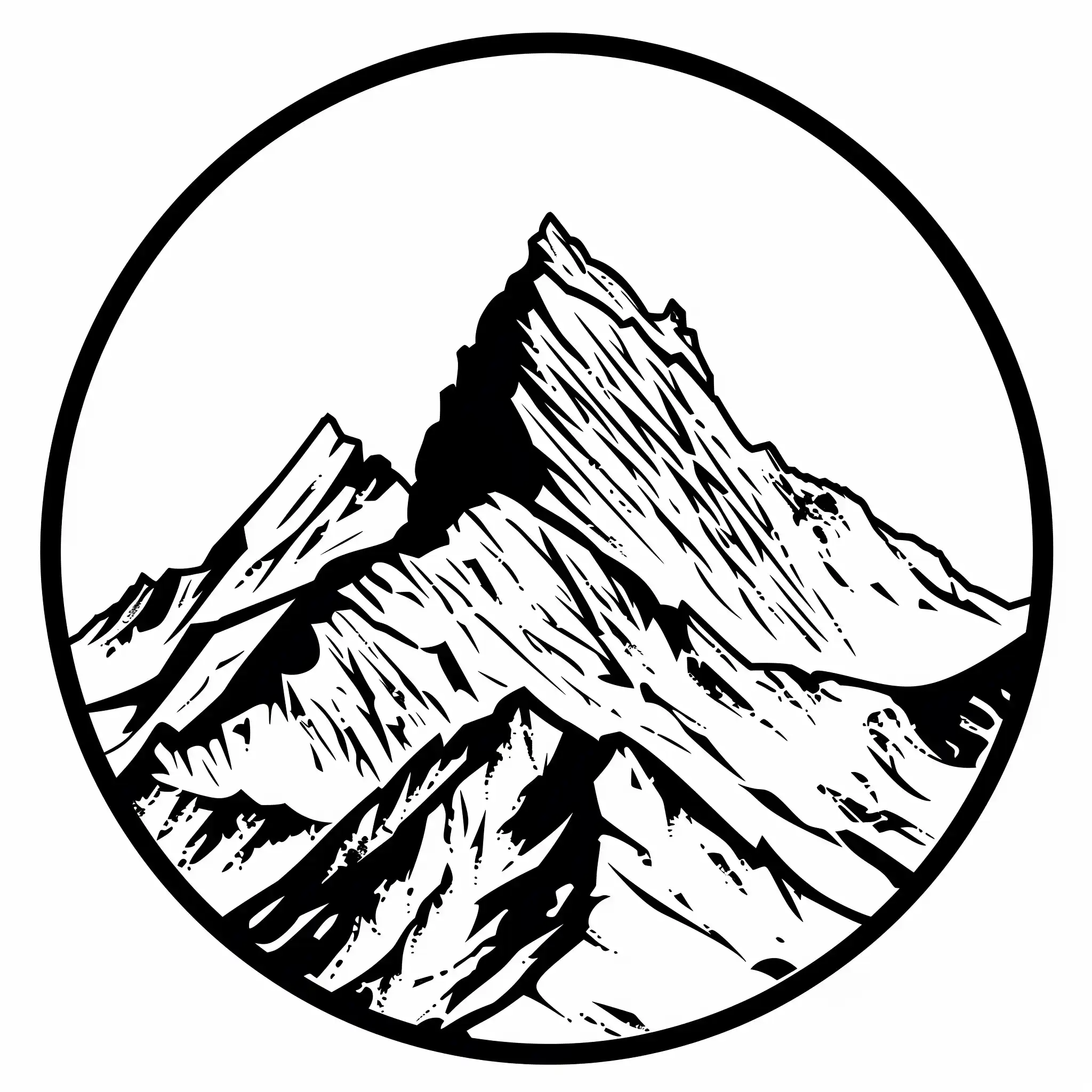 Vector Mountain Range Circled Midjourney提示词