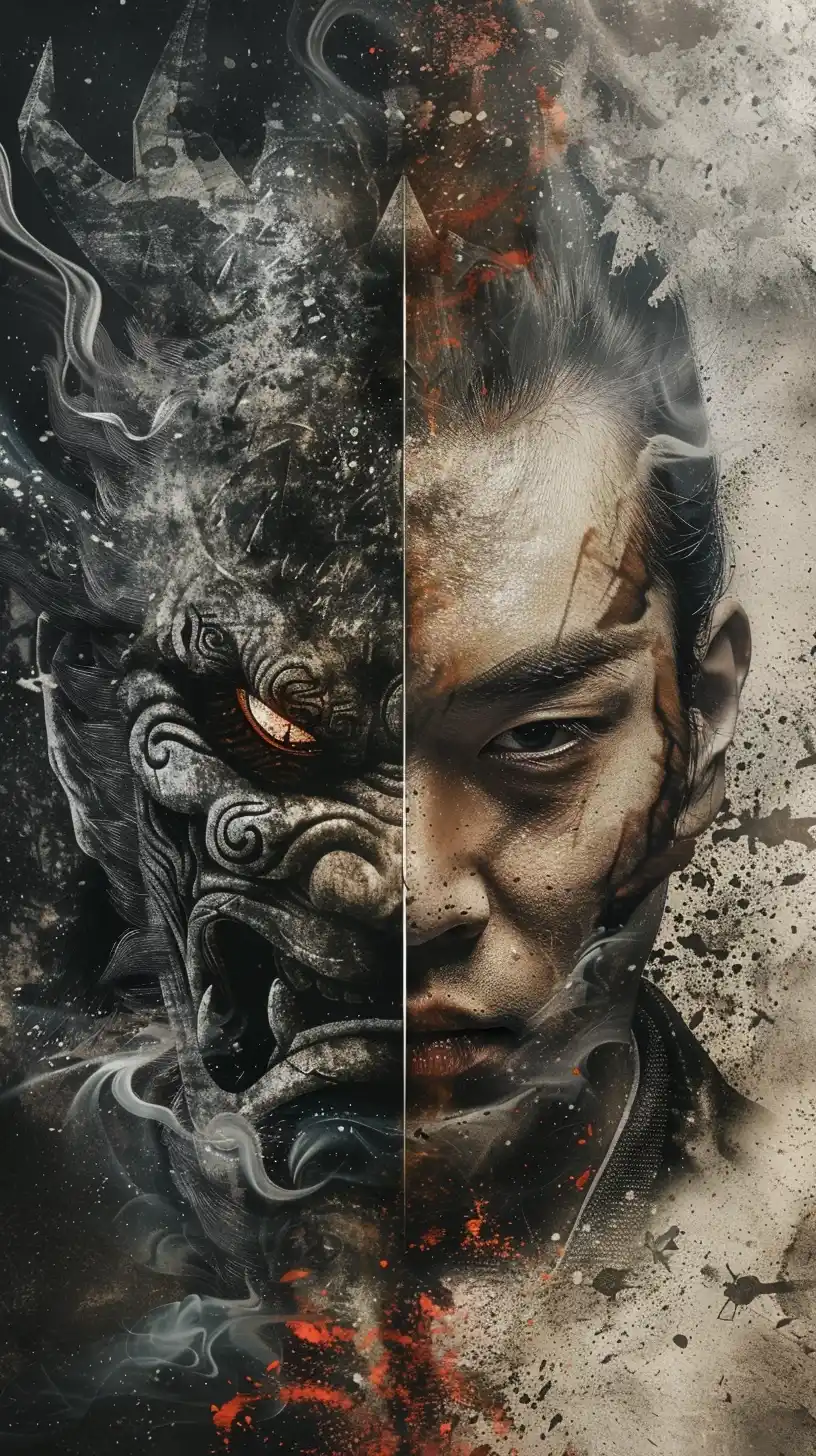 Contrast Portrait Human Oni Midjourney提示词