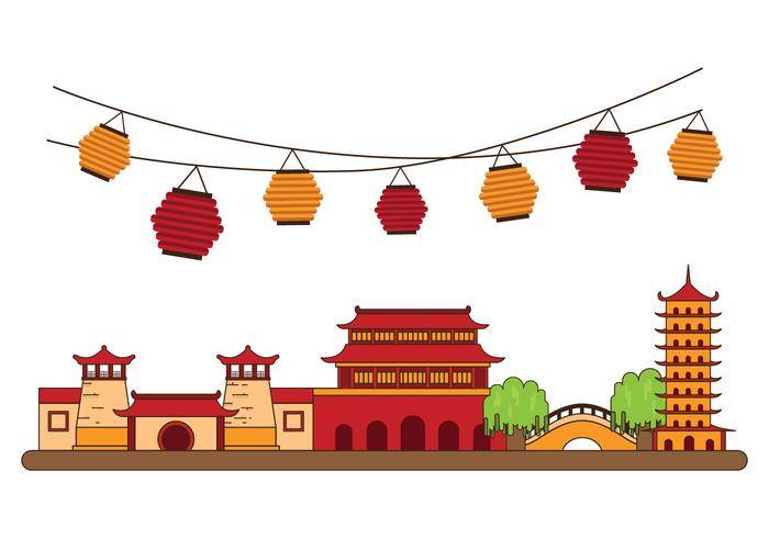 免费中国城镇插图
