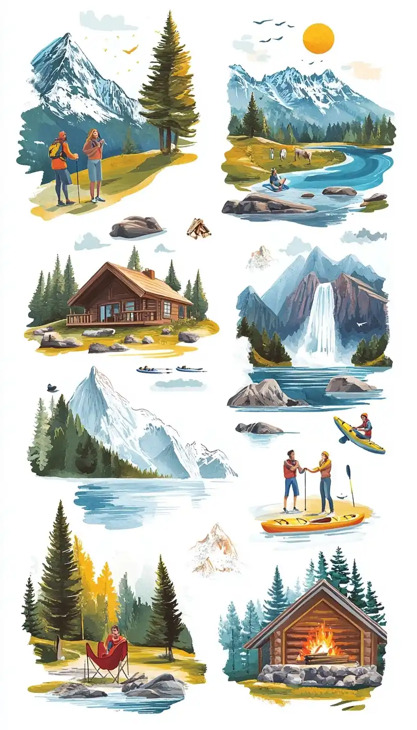 Vibrant Office Getaway Stickers Midjourney提示词