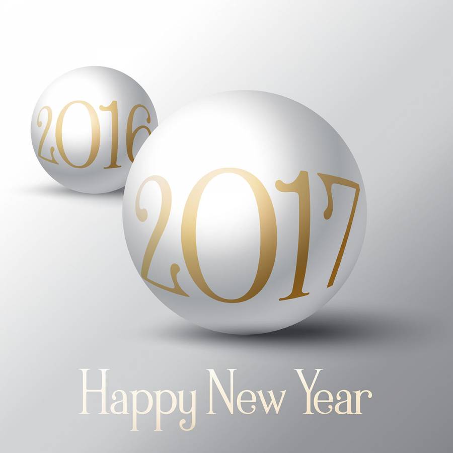 新年快乐背景与球体设计