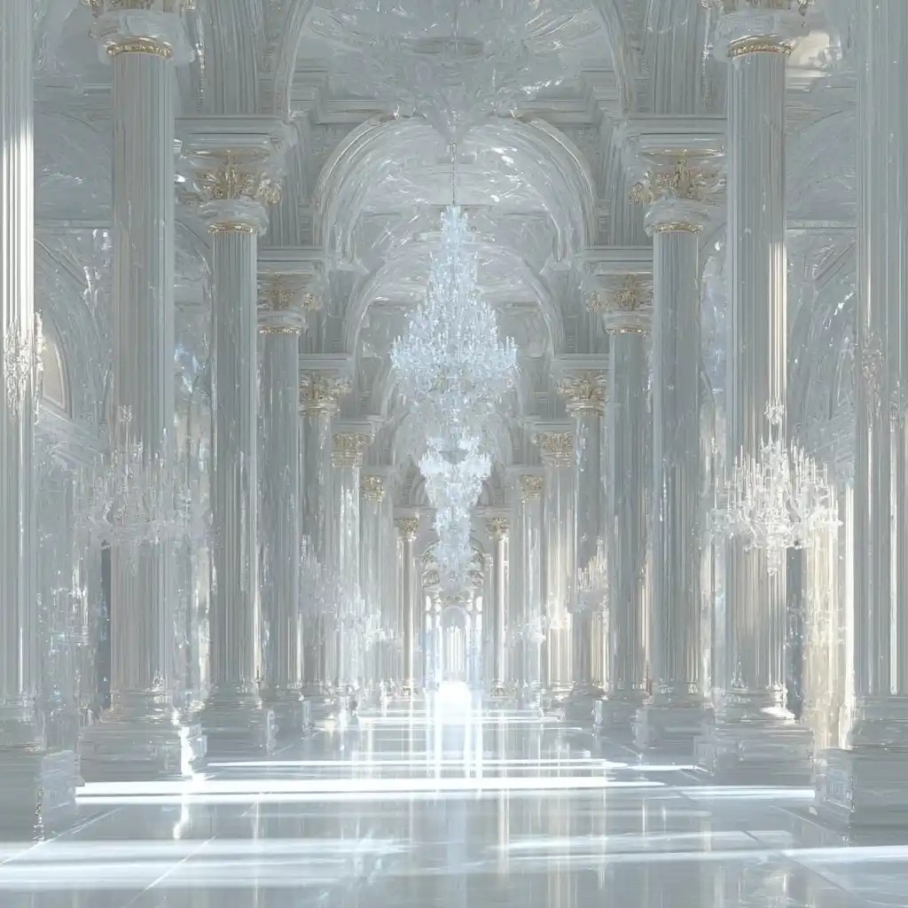 Aurora Palace in Glass Midjourney提示词