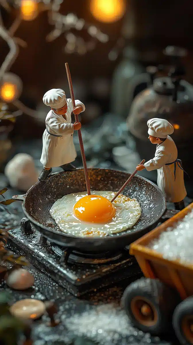 Miniature Chefs Cooking Scene Midjourney提示词