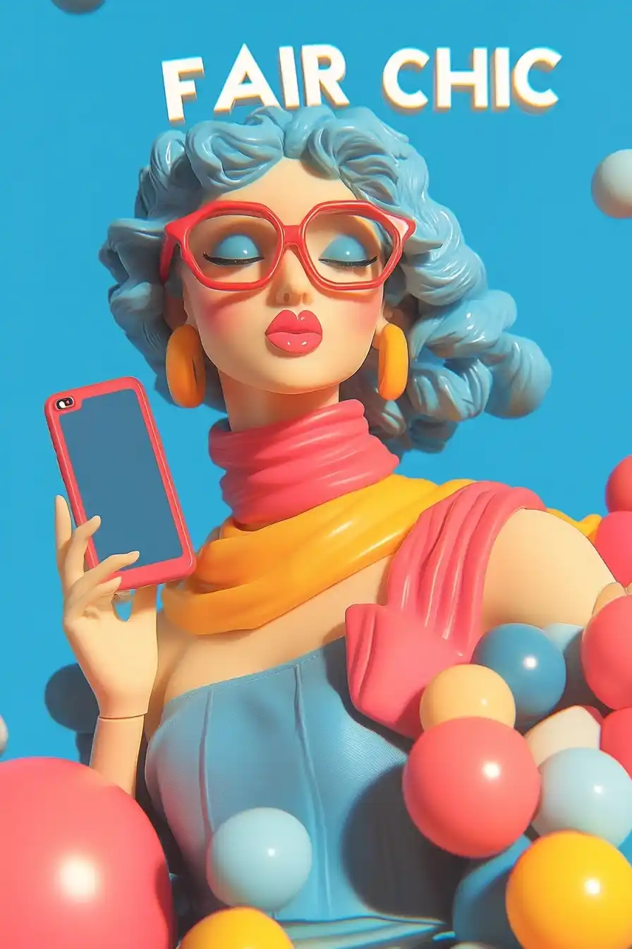 Themis Selfie in Neon Midjourney提示词